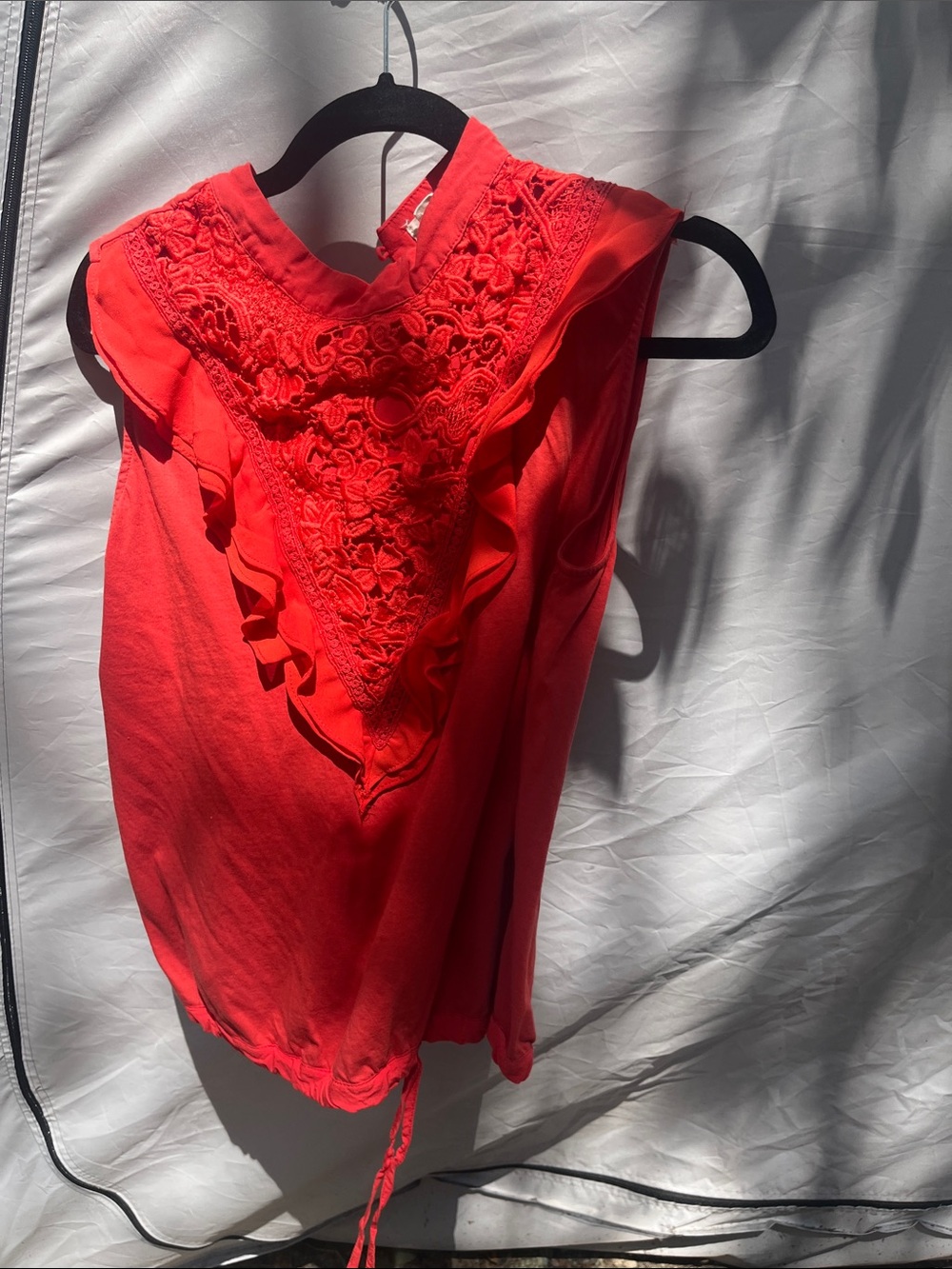 Sleeveless Red Lace-Detail Camisole